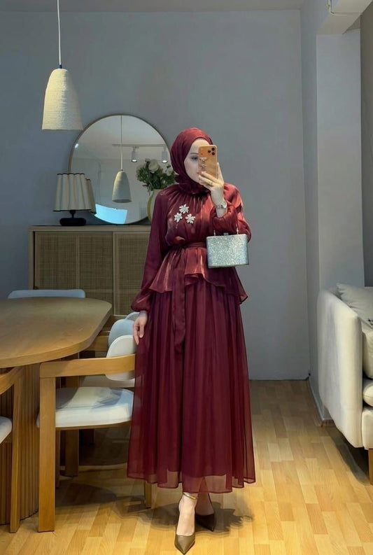 Elegant Modest Maxi Dress - Flowy Silhouette